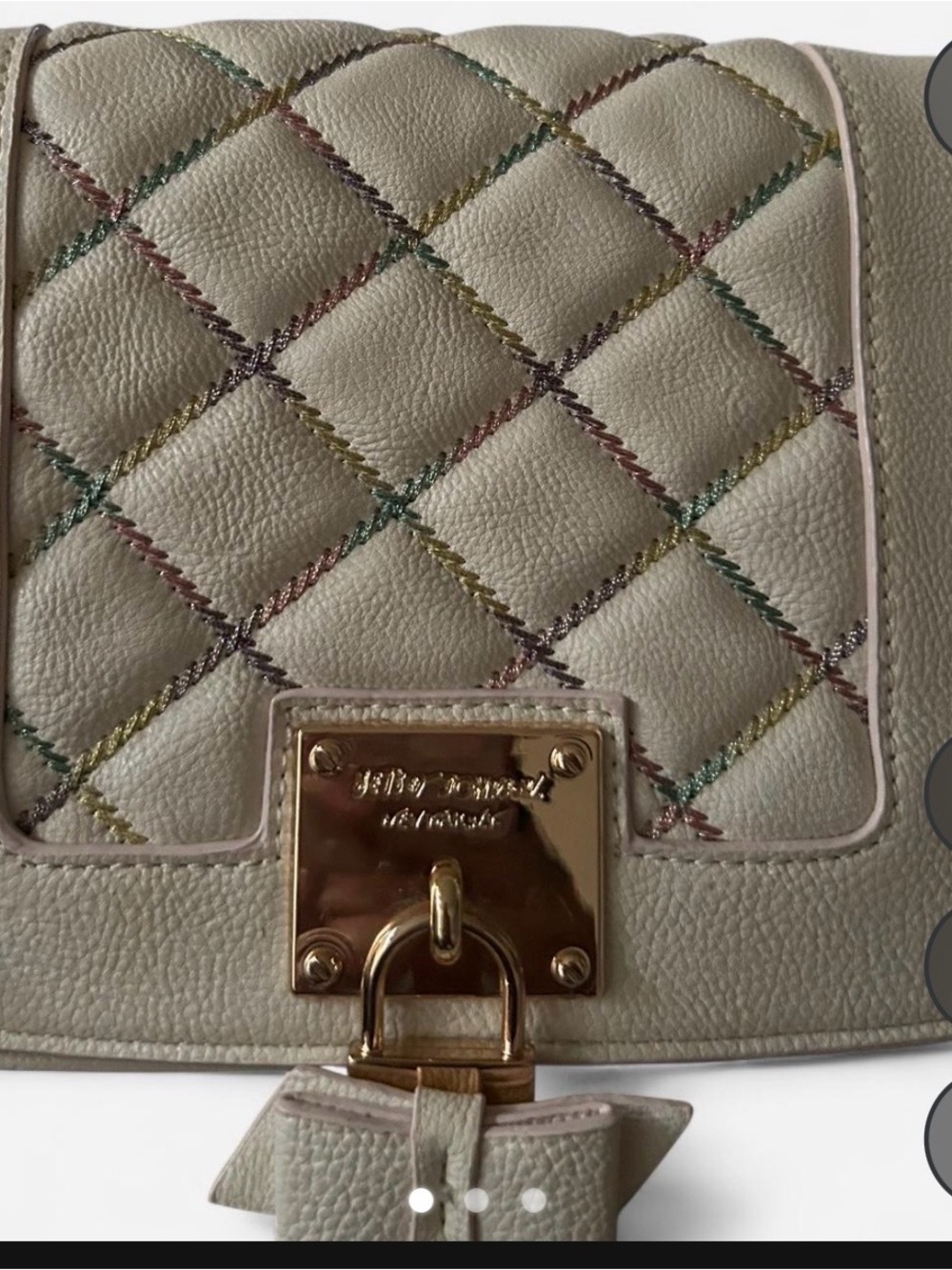 kate spade Cream Quilted Crossbody with Multicolor Stitching and Gold Hardware
